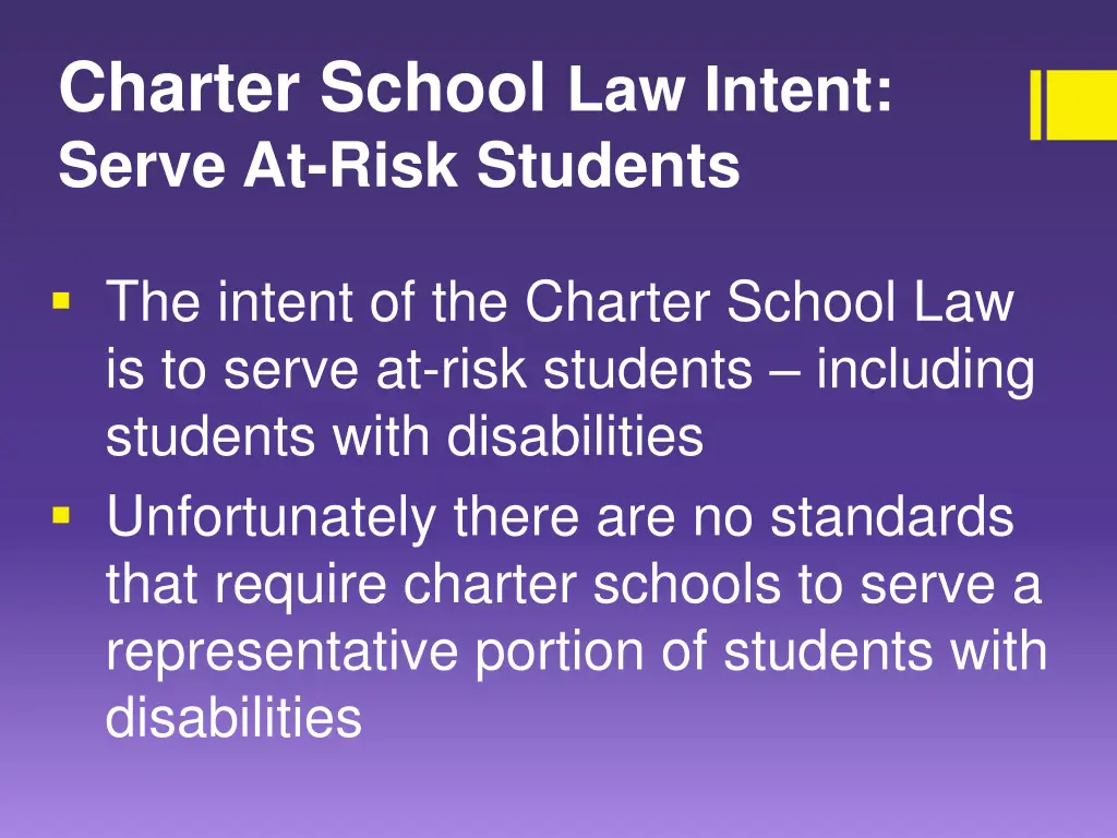 charter school law intent serve at risk students