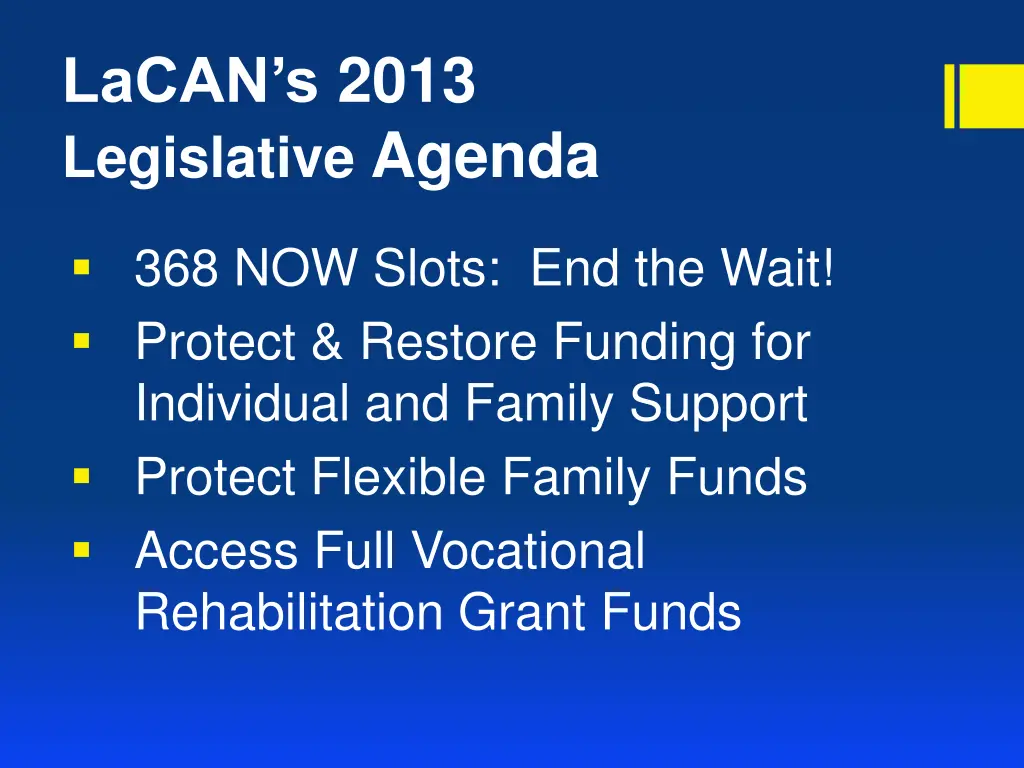 lacan s 2013 legislative agenda