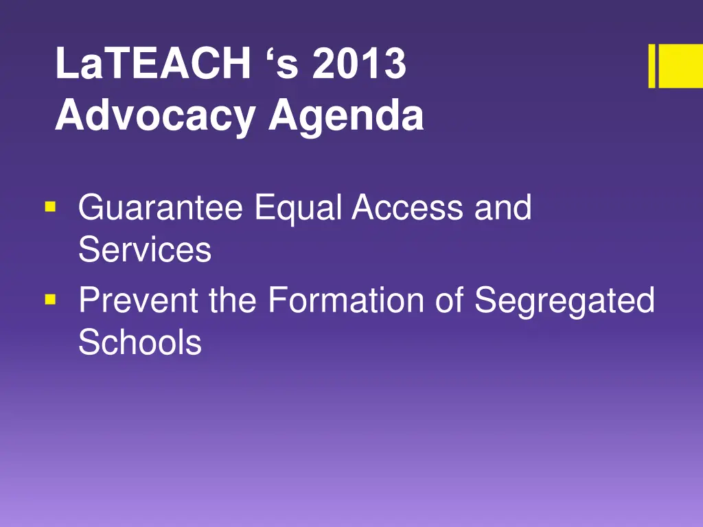 lateach s 2013 advocacy agenda