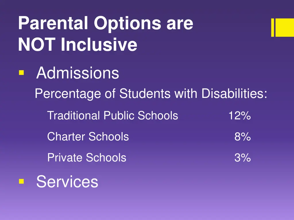 parental options are not inclusive admissions