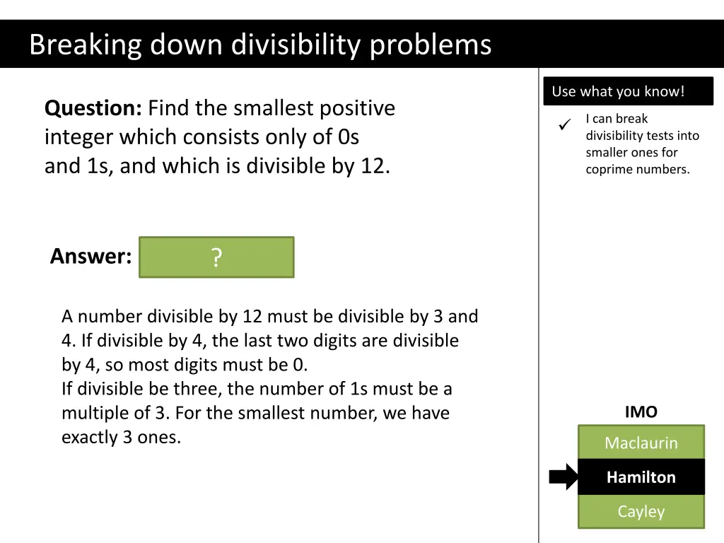 breaking down divisibility problems 2