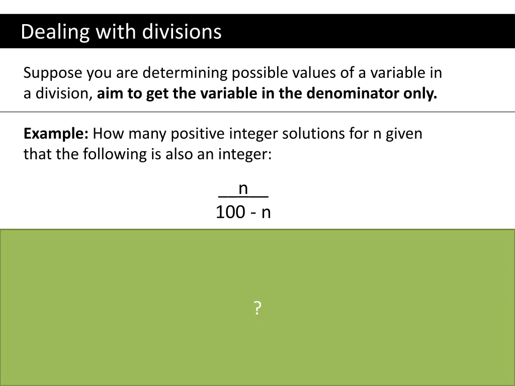 dealing with divisions