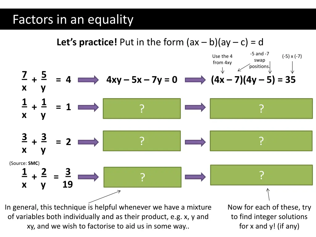 factors in an equality 10