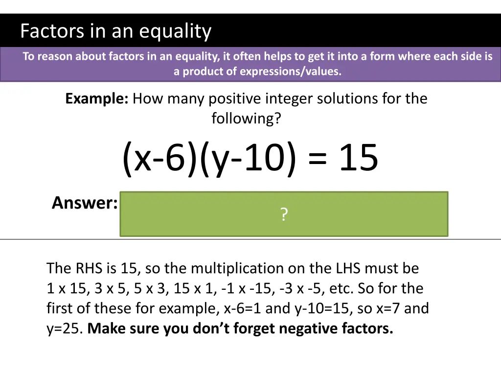 factors in an equality 4