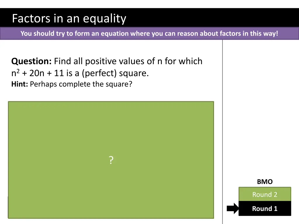 factors in an equality 6