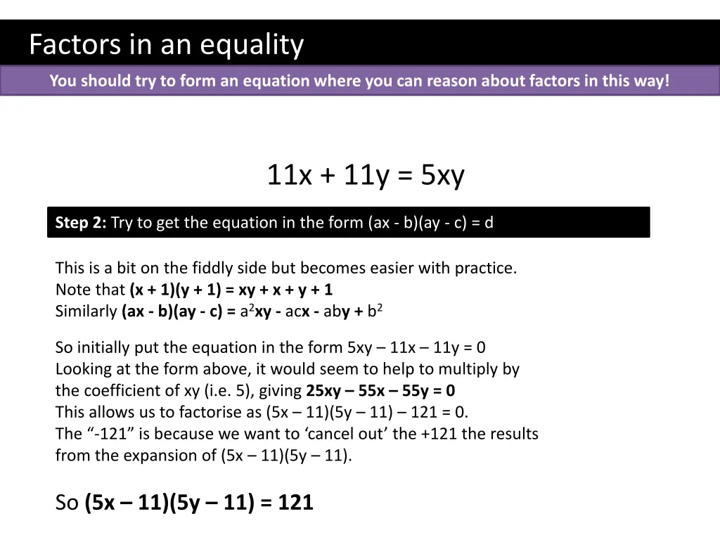 factors in an equality 8