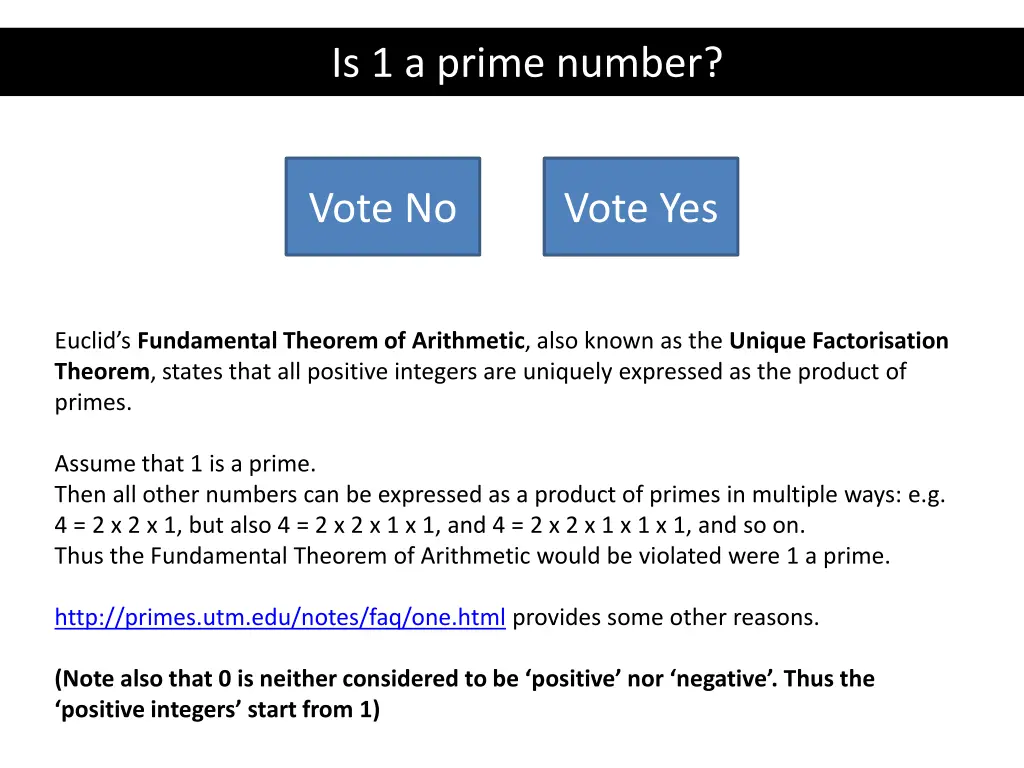 is 1 a prime number