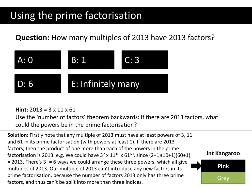 using the prime factorisation 5