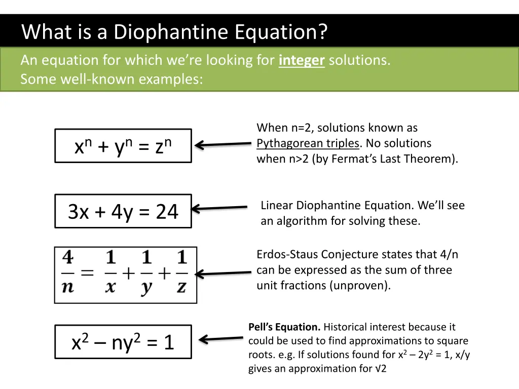 what is a diophantine equation