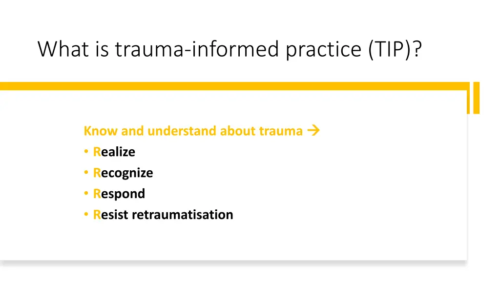 what is trauma informed practice tip