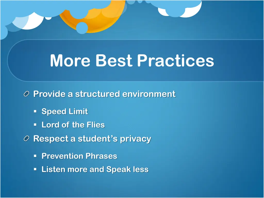 more best practices