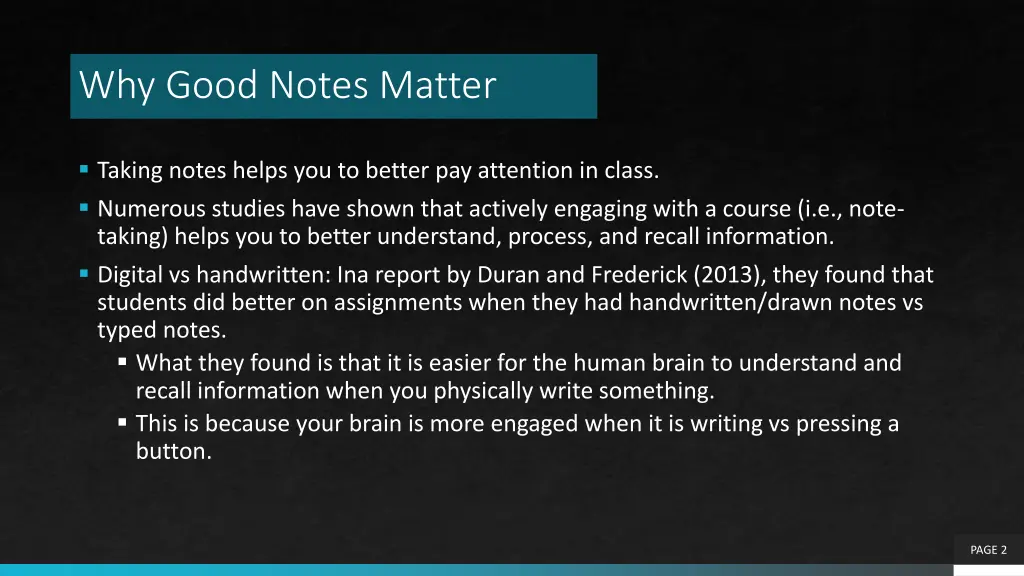 why good notes matter