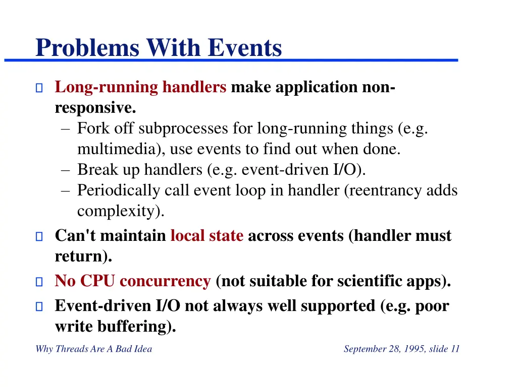 problems with events