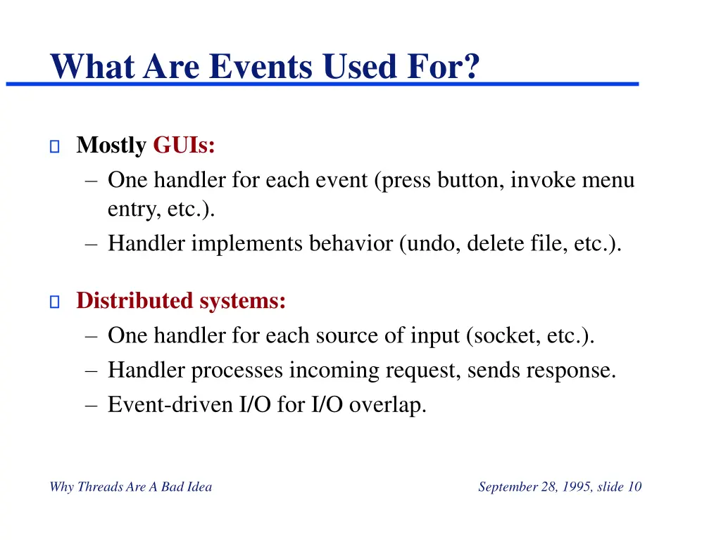 what are events used for