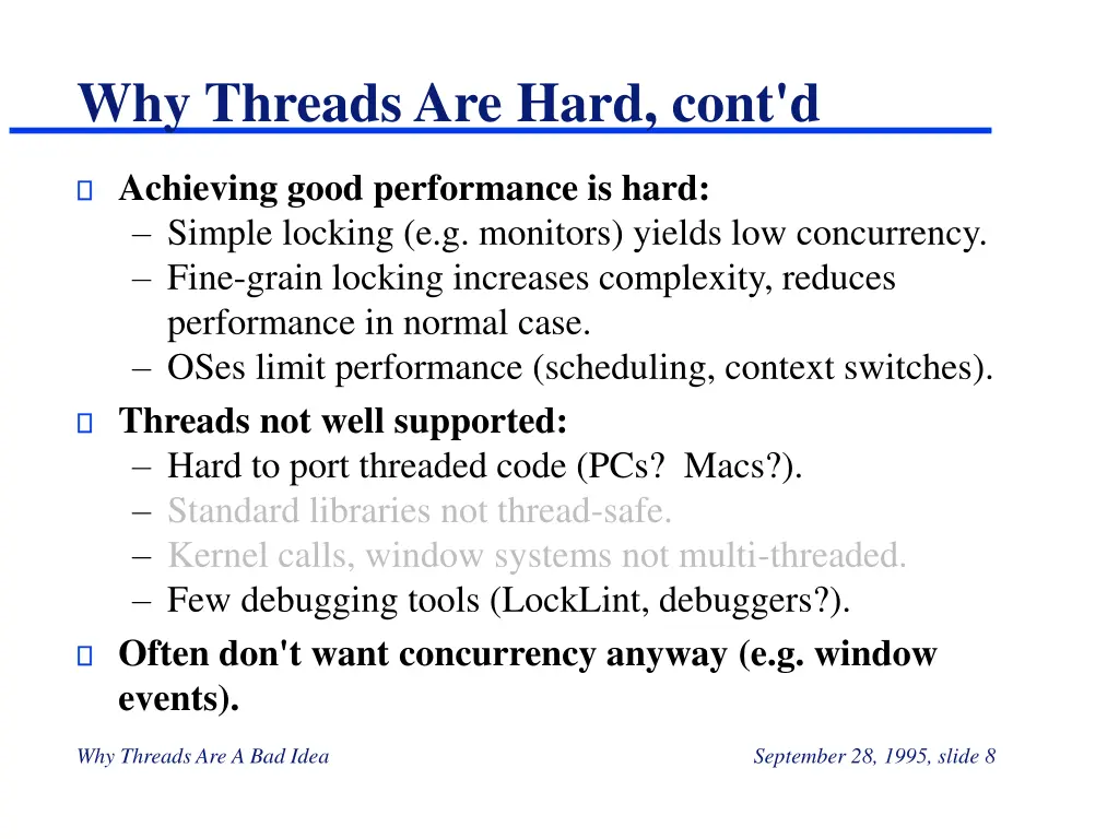 why threads are hard cont d 1