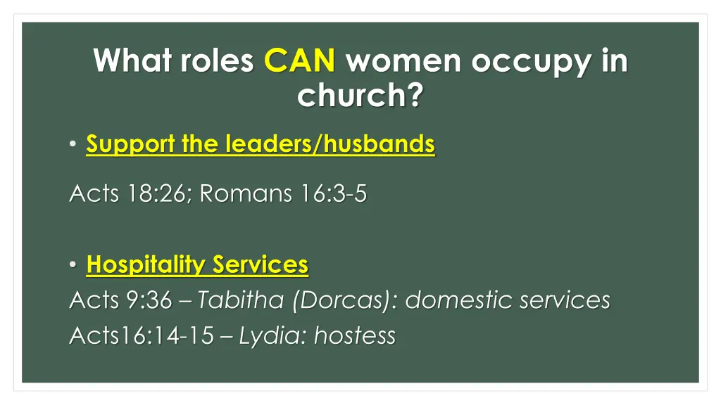 what roles can women occupy in church