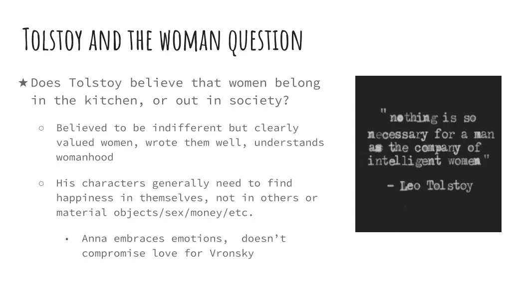 tolstoy and the woman question