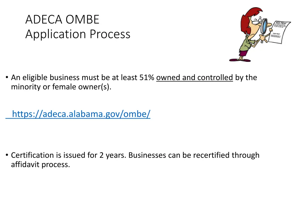 adeca ombe application process