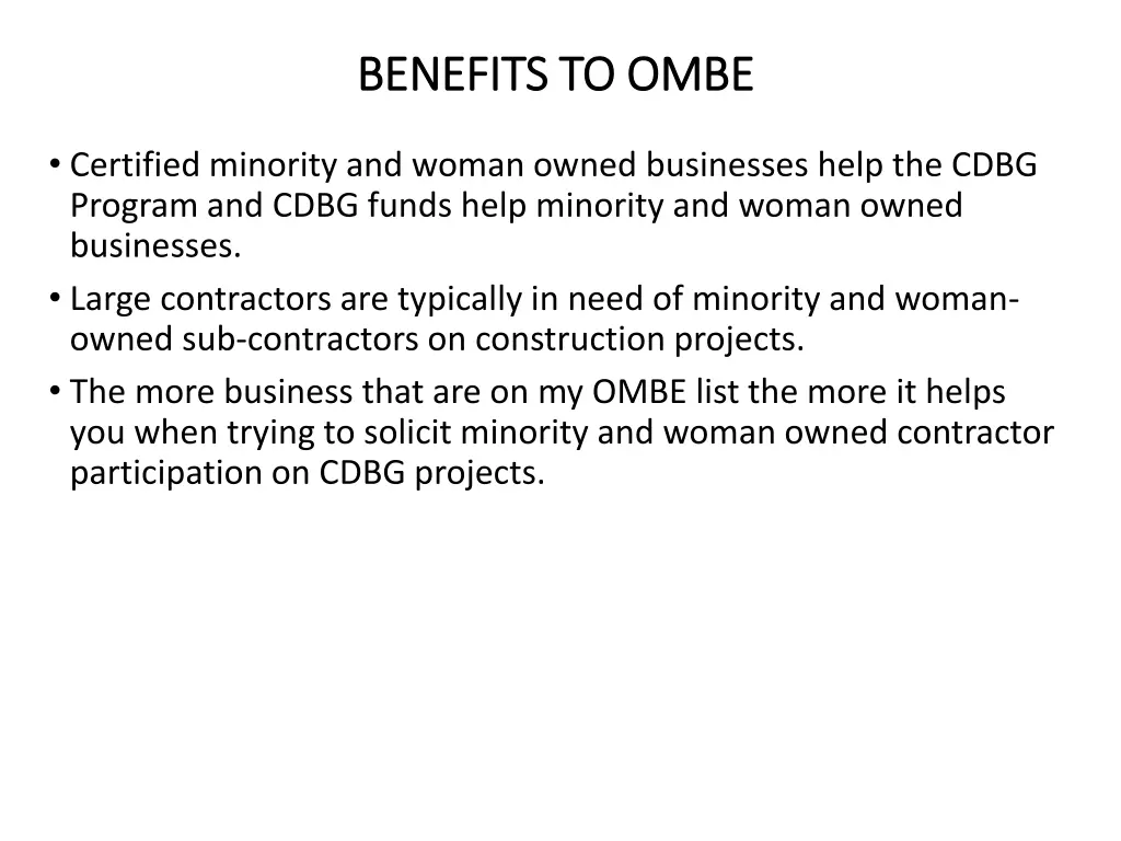 benefits to ombe benefits to ombe