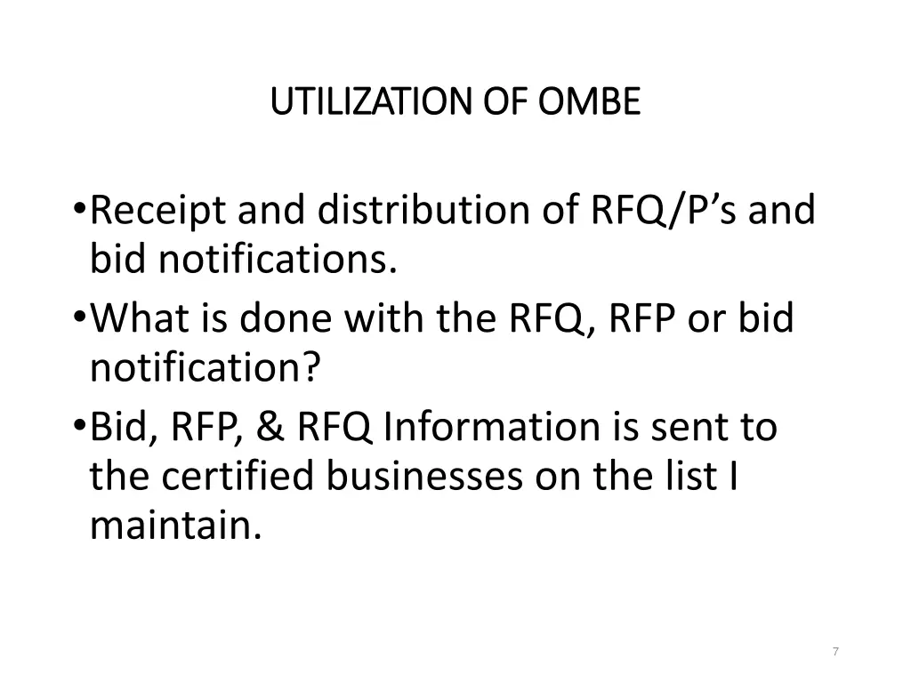 utilization of ombe utilization of ombe