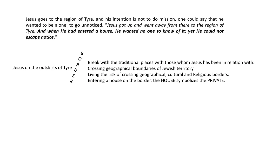 jesus goes to the region of tyre