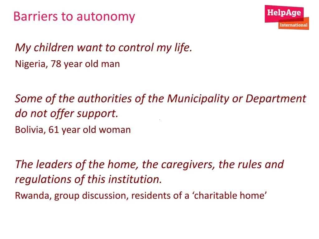 barriers to autonomy