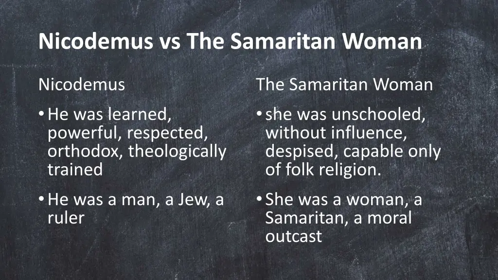 nicodemus vs the samaritan woman