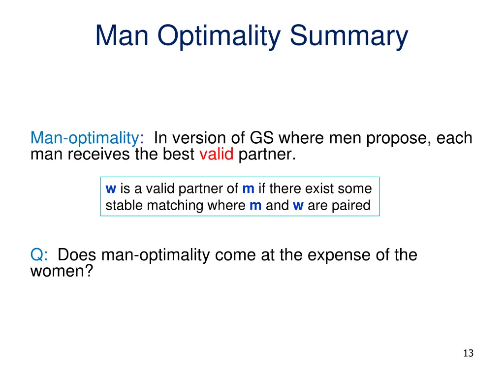 man optimality summary