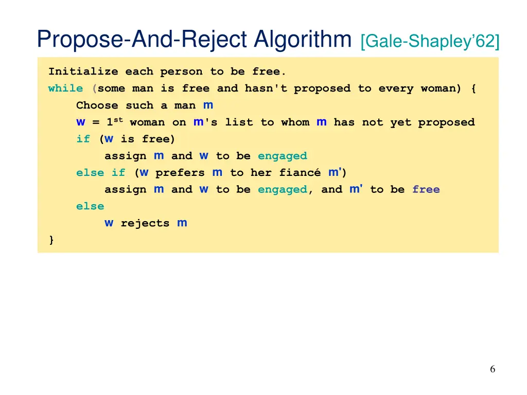 propose and reject algorithm gale shapley 62