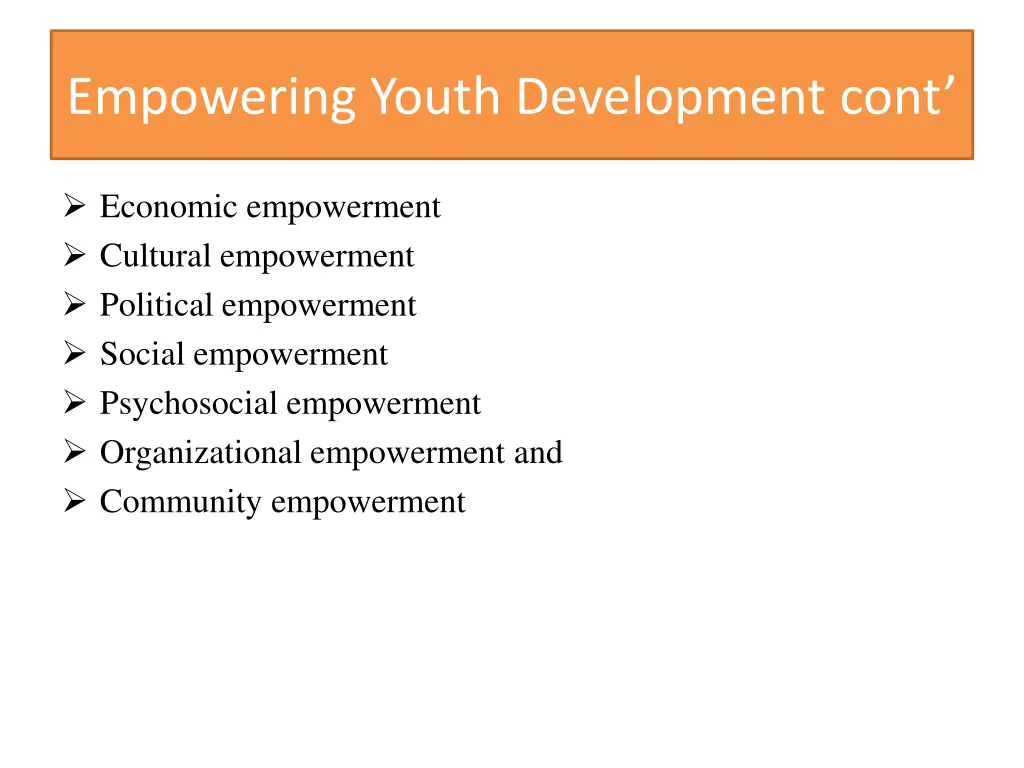 empowering youth development cont