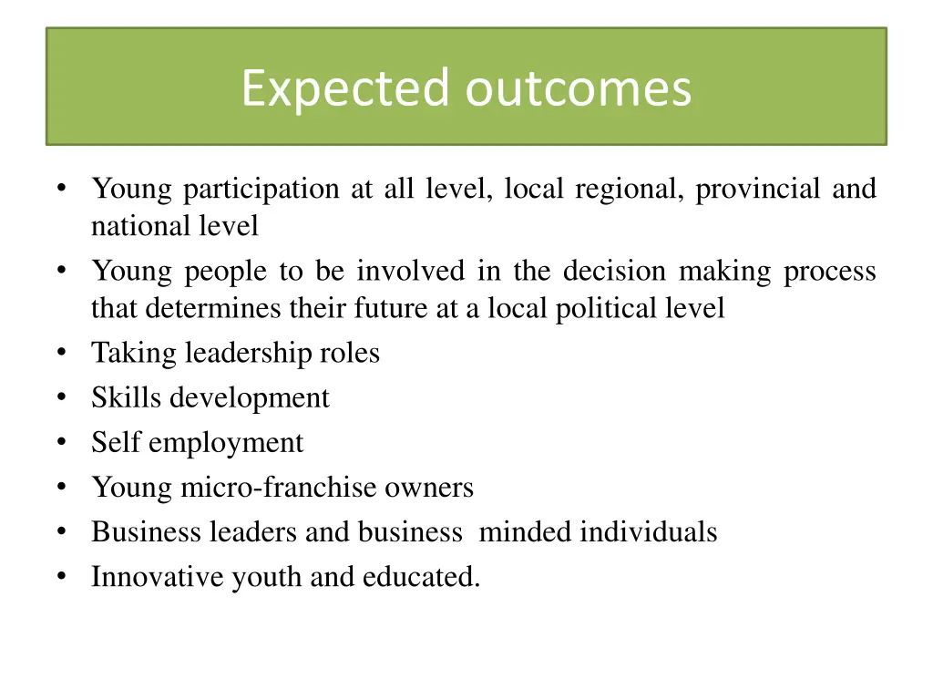 expected outcomes