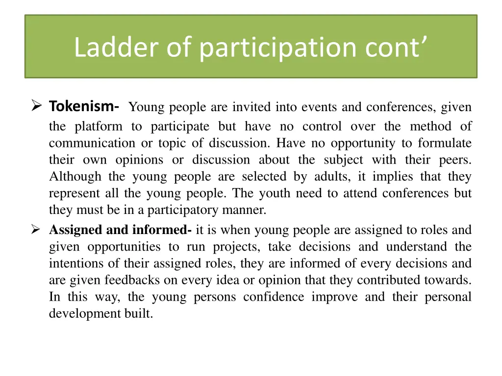 ladder of participation cont