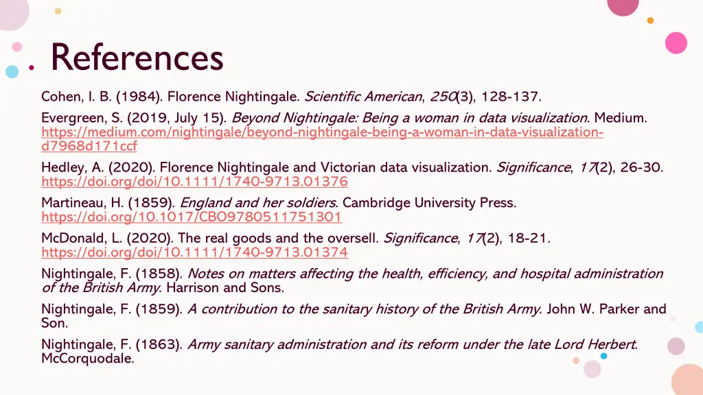 references cohen i b 1984 florence nightingale