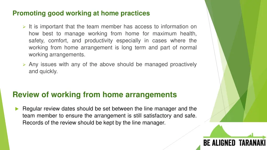 promoting good working at home practices