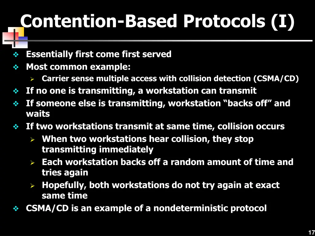 contention based protocols i