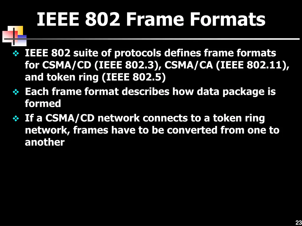 ieee 802 frame formats