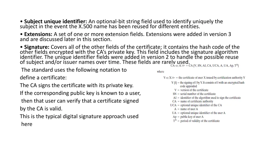 subject unique identifier an optional bit string