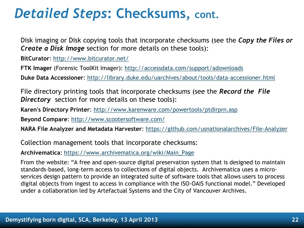 detailed steps checksums cont