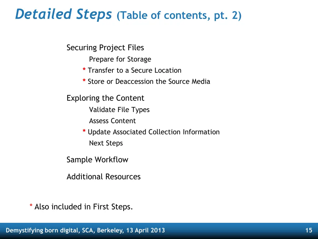 detailed steps table of contents pt 2