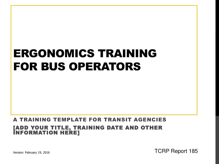 ergonomics training for bus operators