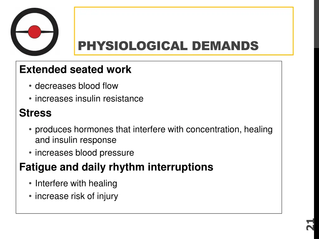 physiological demands