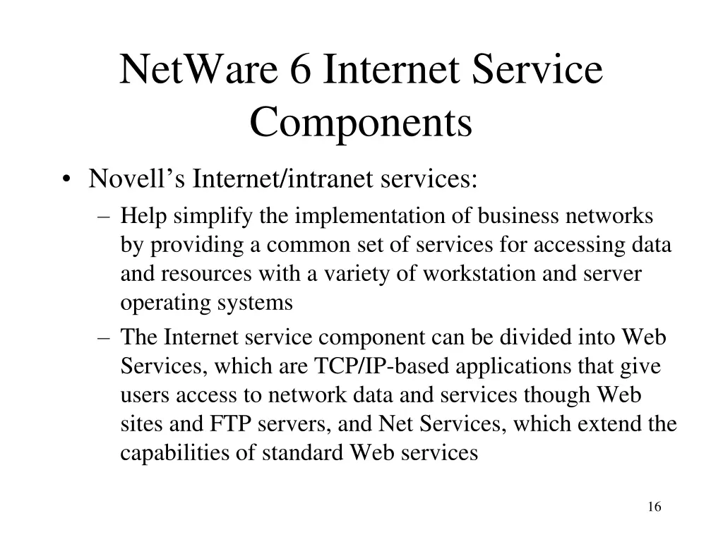 netware 6 internet service components