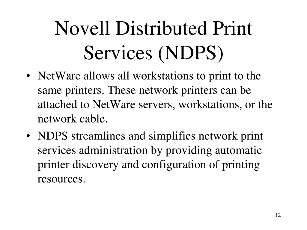 novell distributed print services ndps netware