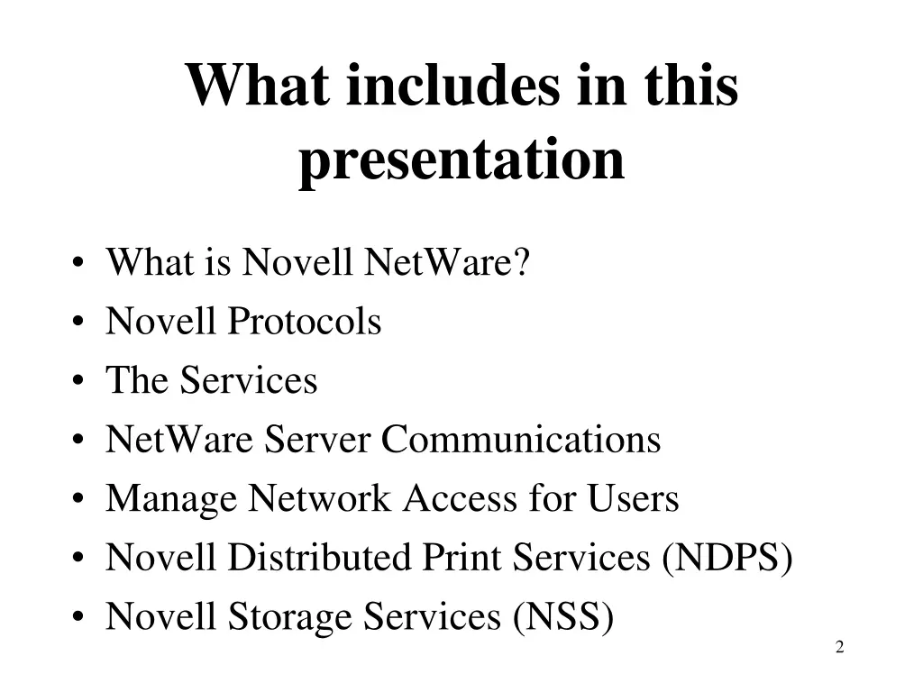 what includes in this presentation