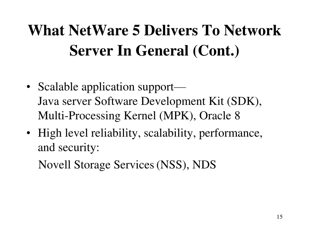 what netware 5 delivers to network server 1