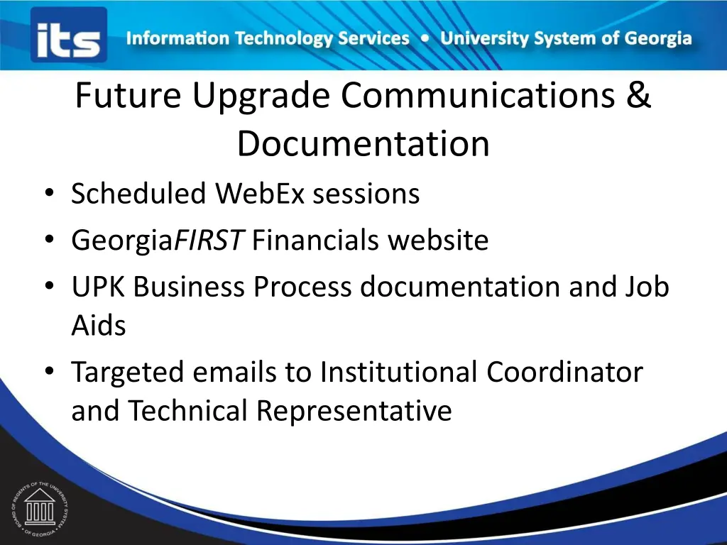 future upgrade communications documentation