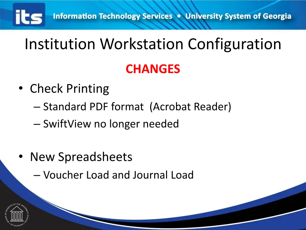 institution workstation configuration 1