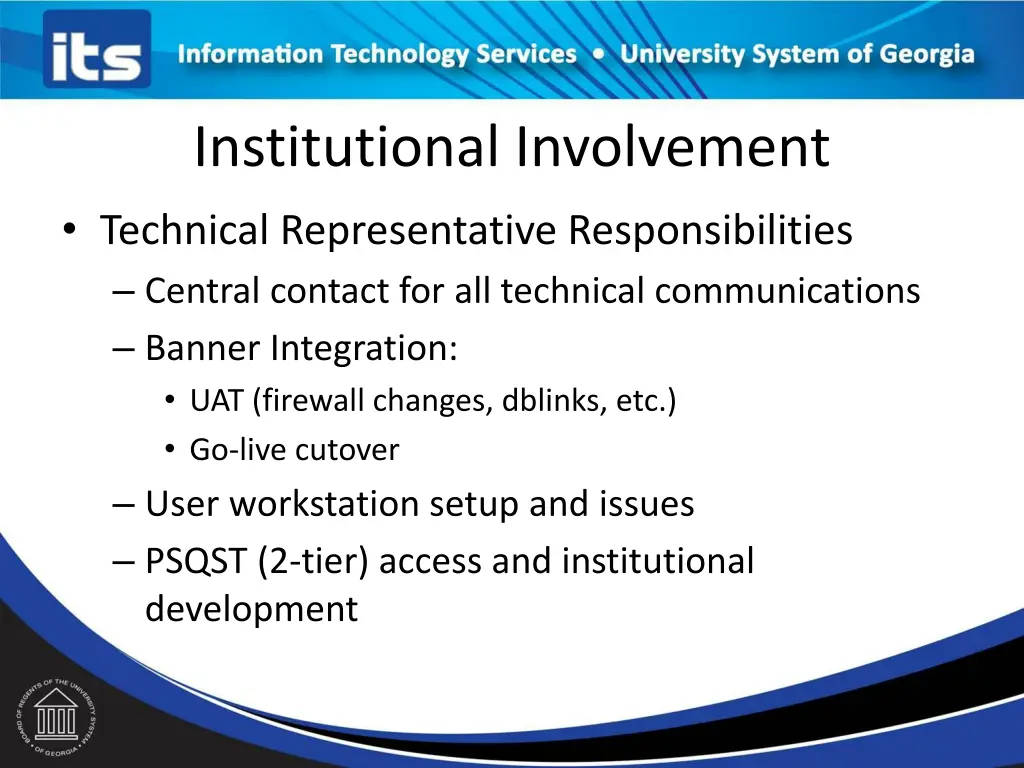 institutional involvement technical