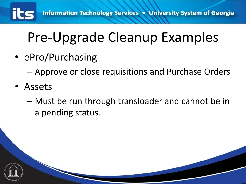 pre upgrade cleanup examples epro purchasing