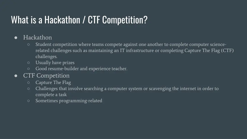 what is a hackathon ctf competition